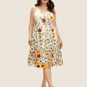 BloomChic Floral Embroidered Midi Dress - Cream